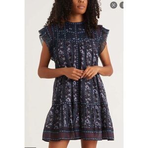 Sea New York Womens Nadine Tunic Mini Dress S Multi-Color Berry Floral NWT